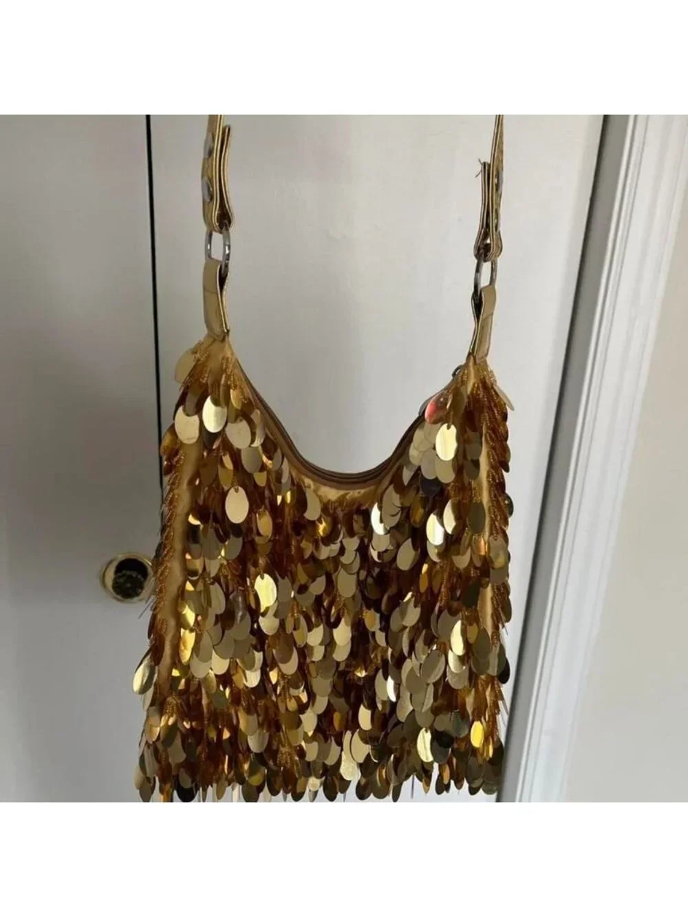 Y2K Gold Sequin Hobo Shoulder Bag Party Bling 2000s Coquette Girlhoodcore Dainty